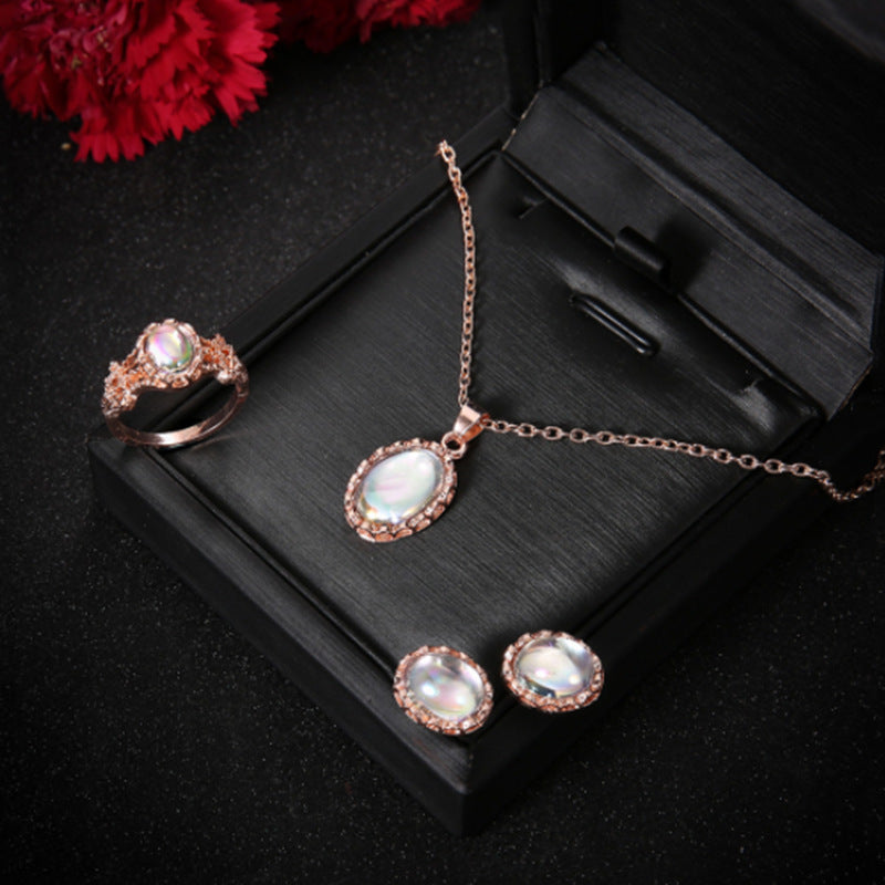 Coloured Pearl Pendant Necklace Set