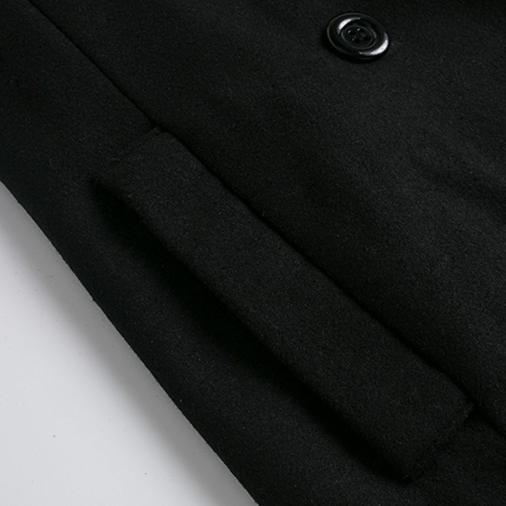 Men's Mid-Length Woolen Coat Padded Hooded Trench Coat