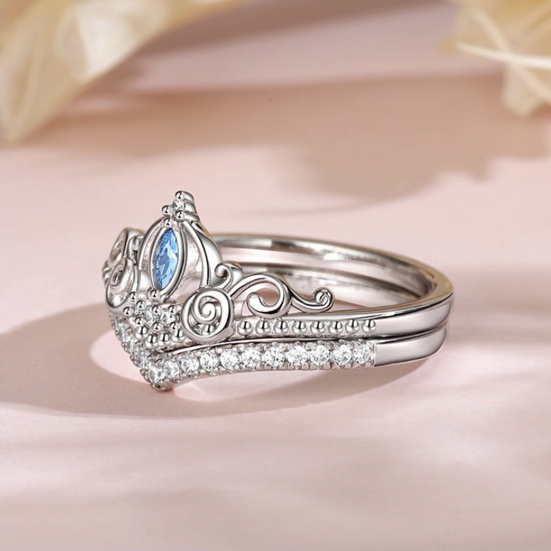 Crown Shape Lady Couple Rings Simple Fashion Valentine's Day Gift Ornament
