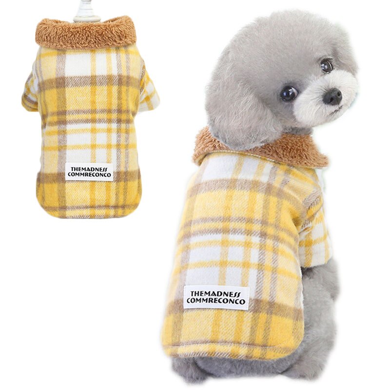 Pet plaid two-leg cotton coat