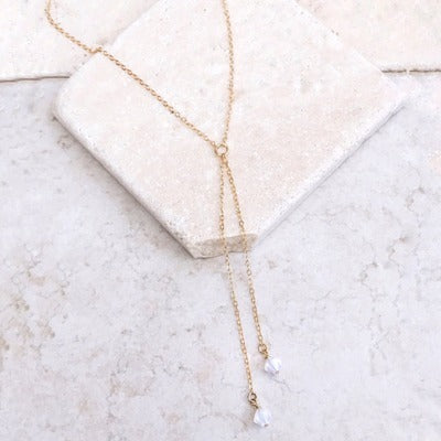 White Pointed Double Pendant Crystal Necklace