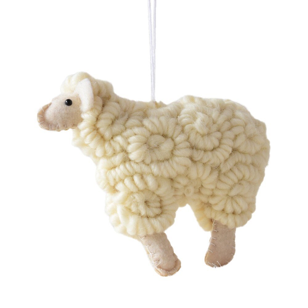 Wool felt little sheep Christmas pendant