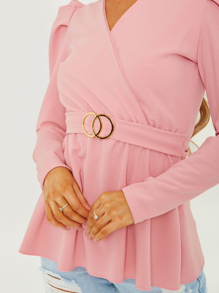 Double Ring Wrap Front Belted Top