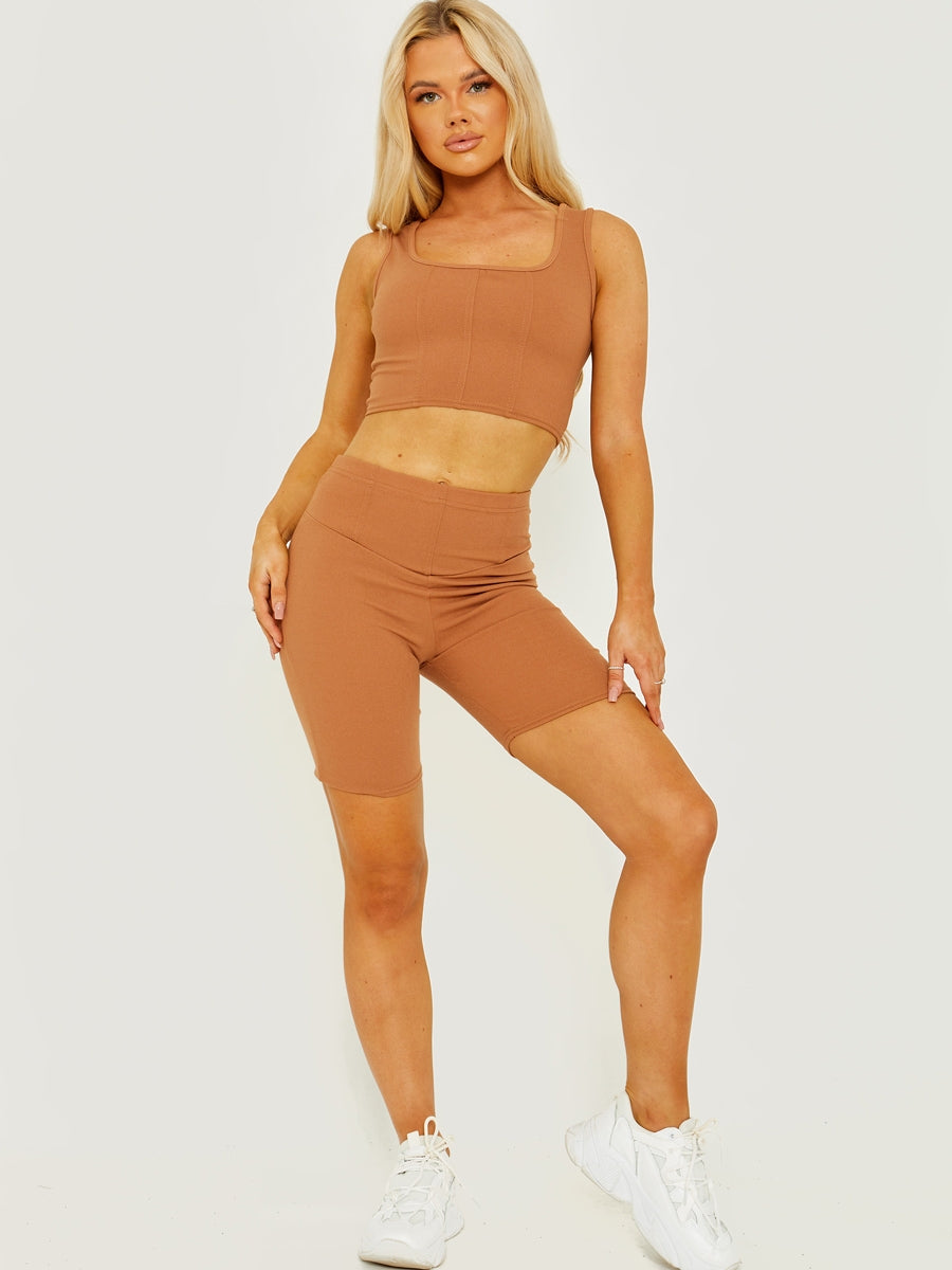 Seam Detail Crop Top & Shorts Co-ord