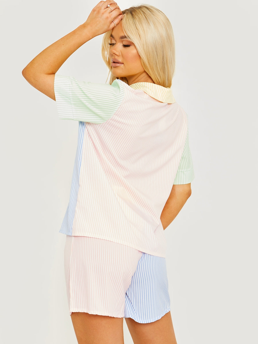 Multi Coloured Striped Shirt & Shorts Co-ord