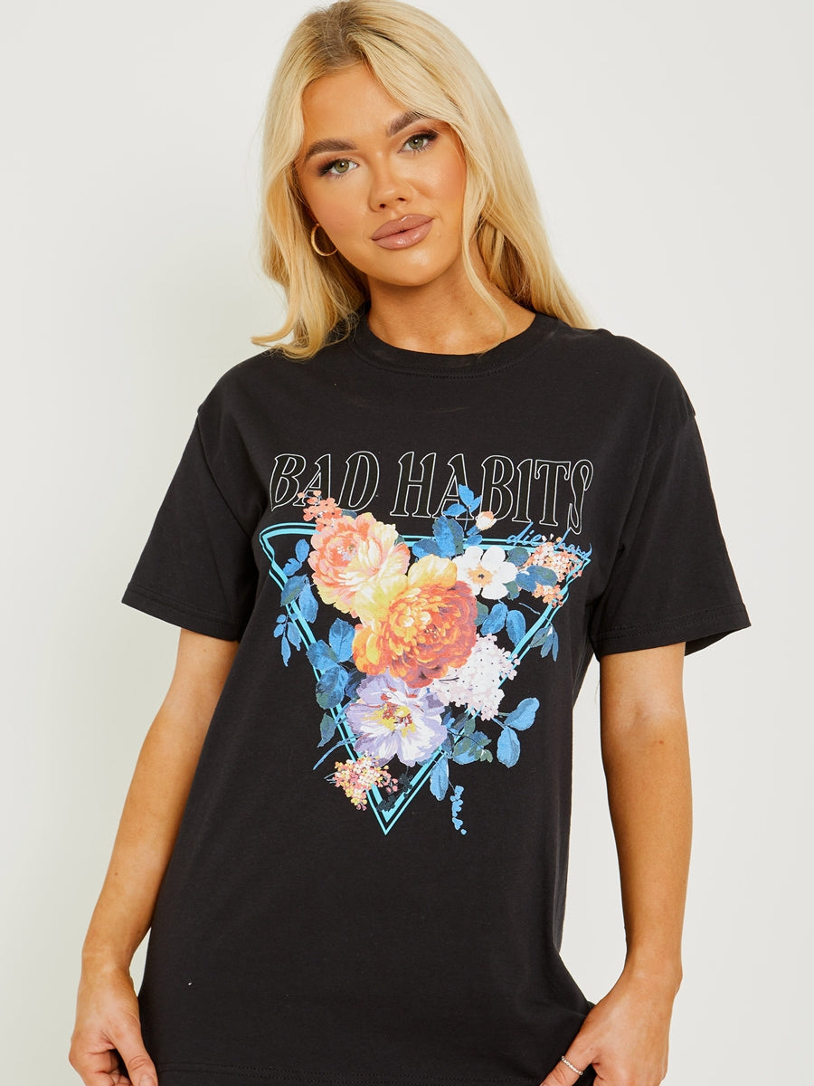 Bad Habits Graphic Printed T-Shirt
