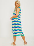 Sleeveless Zig Zag Knitted Open Cardigan