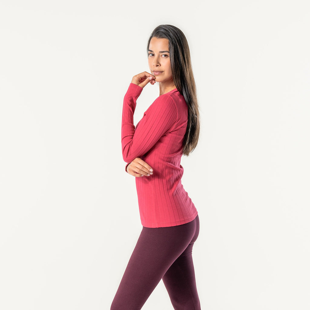 Organic Cotton Ribbed Long Sleeve T-shirt: Womens