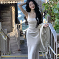 White Suspender Satin Dress Female Summer