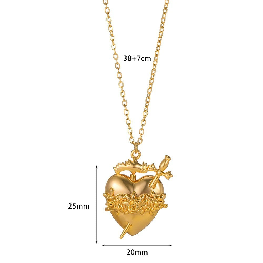 Heart & Sword Love Pendant Necklace