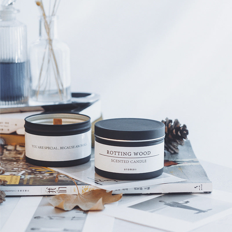 Smokeless Plant Soy Wax Aromatherapy Candle Black Tinplate Can Romantic Valentine's Day Gift