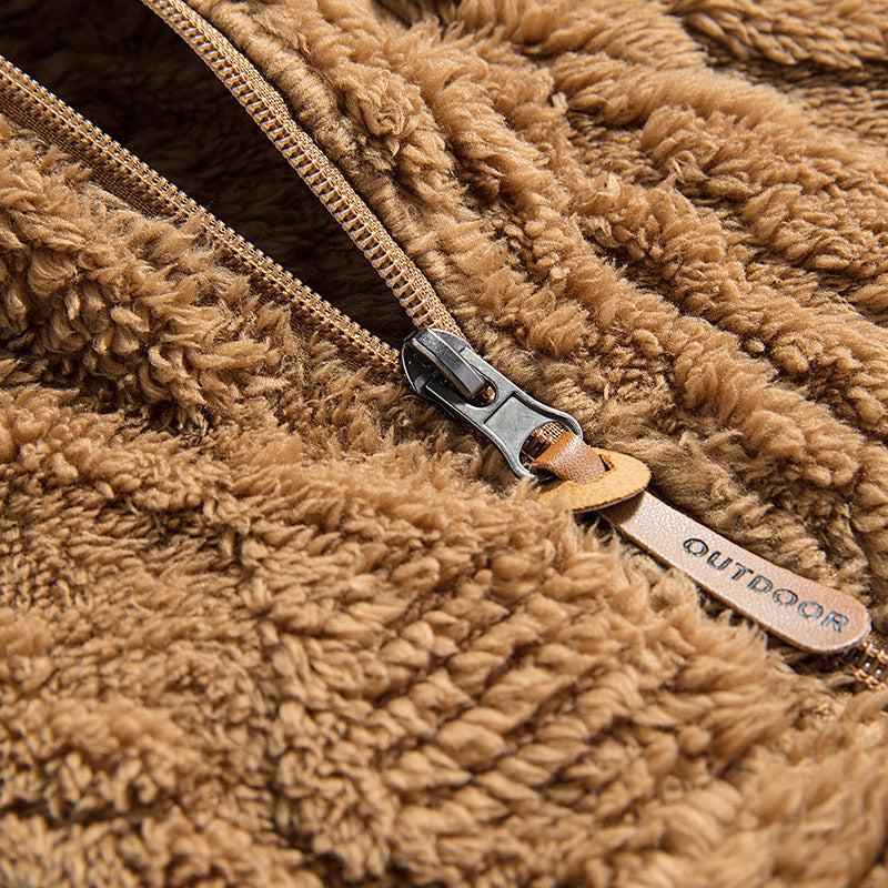 Men's Hooded Fleece Zip-up Jacket With Fleece Lining