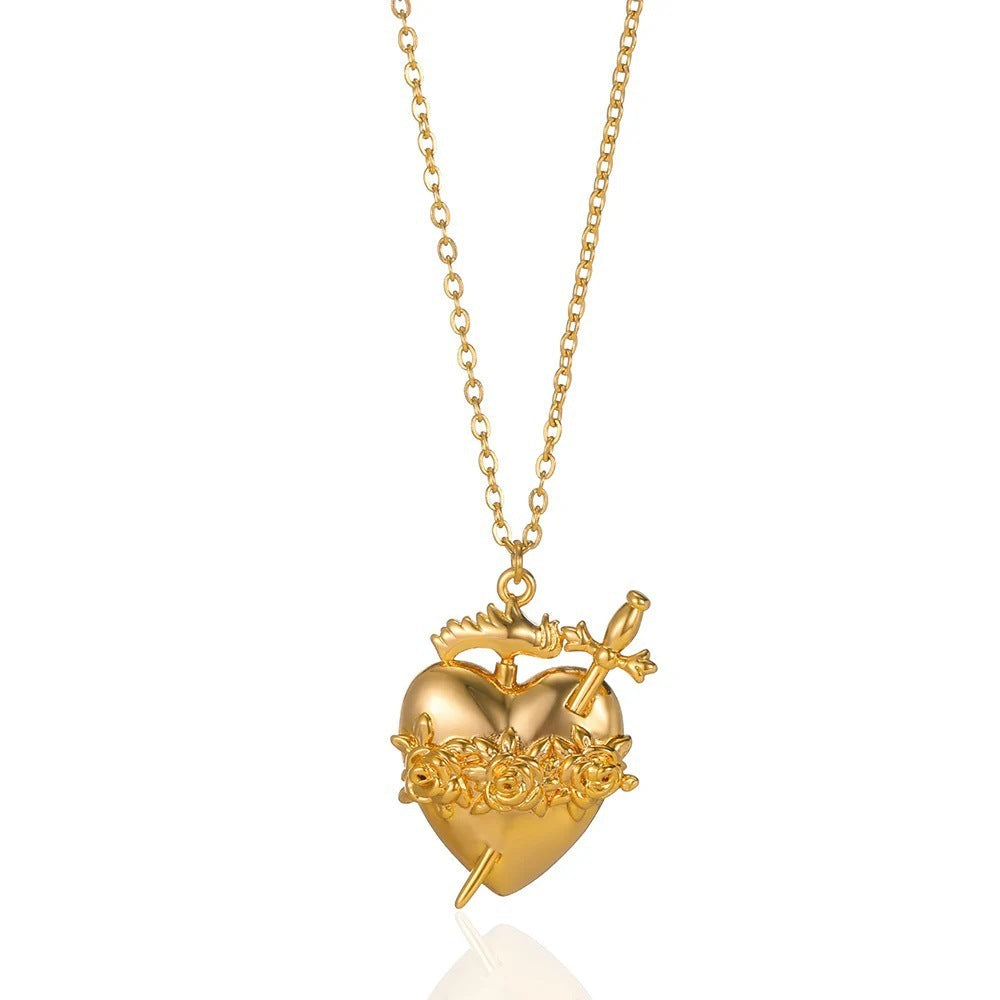 Heart & Sword Love Pendant Necklace