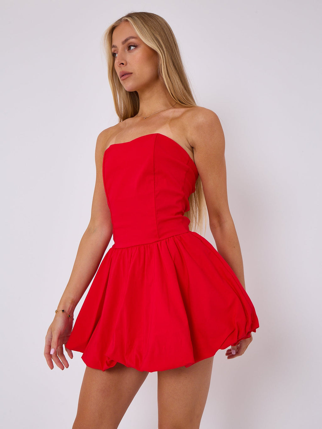 Lace Back Ruched Bandeau Dress