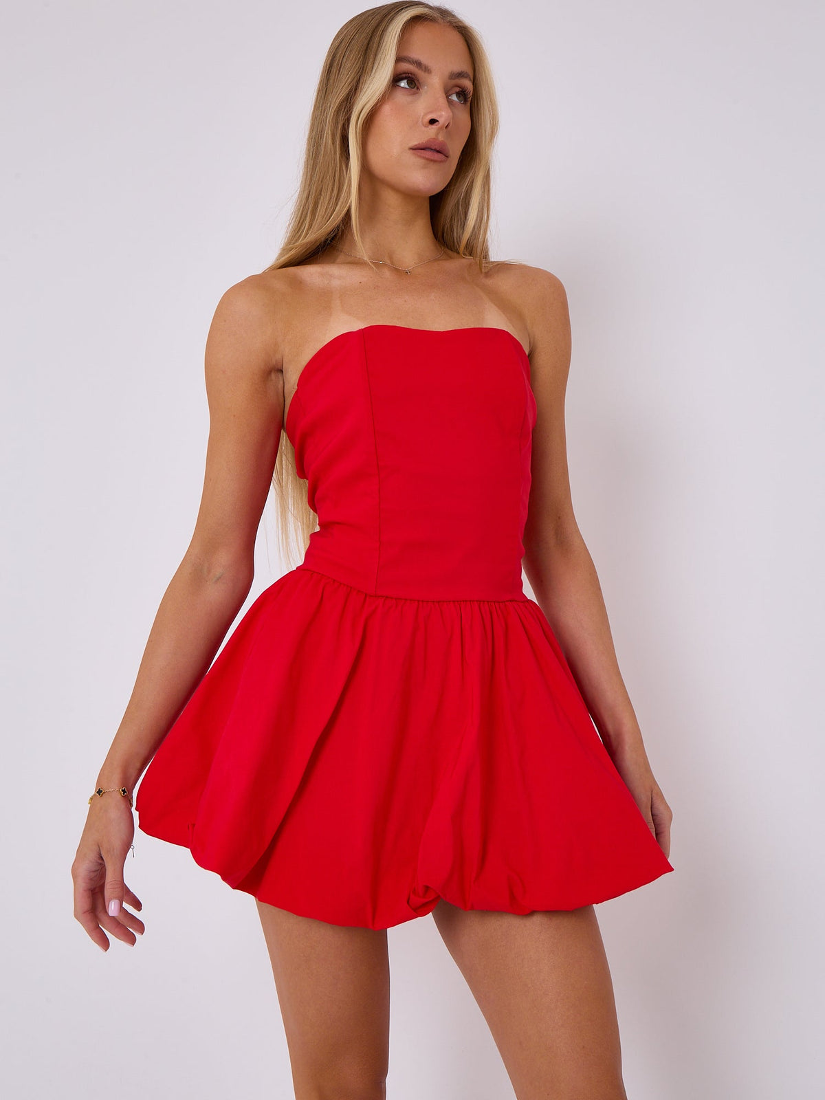 Lace Back Ruched Bandeau Dress