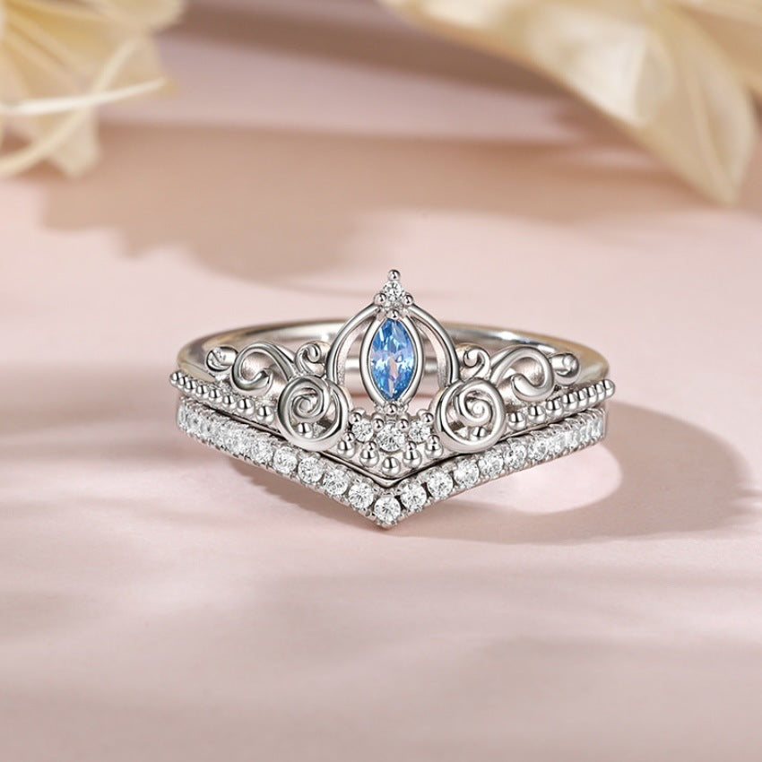 Crown Shape Lady Couple Rings Simple Fashion Valentine's Day Gift Ornament