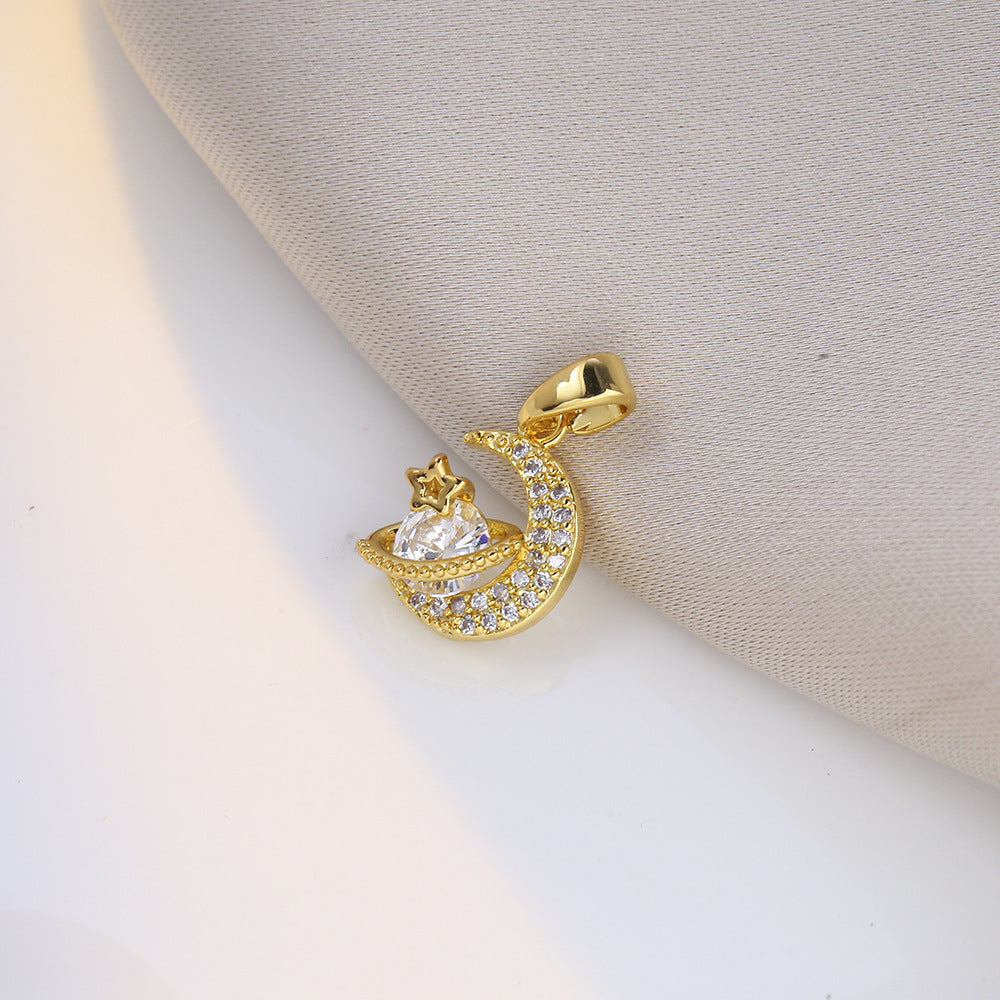 Sweet Star & Moon Zircon Necklace
