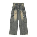 Multi-pocket Loose Multi-pocket Washed Distressed Pants