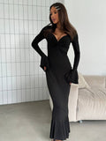 V-neck Elegant Ins Ruffle Sleeve Long Sleeve Summer Dress