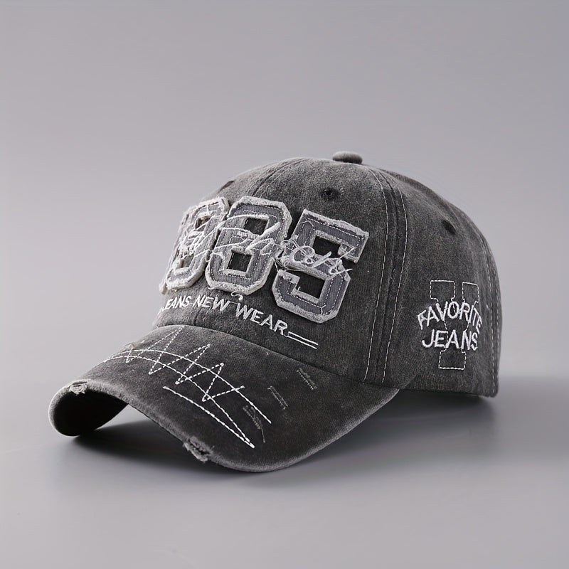 Vintage Lightweight Inspired Distressed Adjustable Baseball Cap with Embroidered Letters