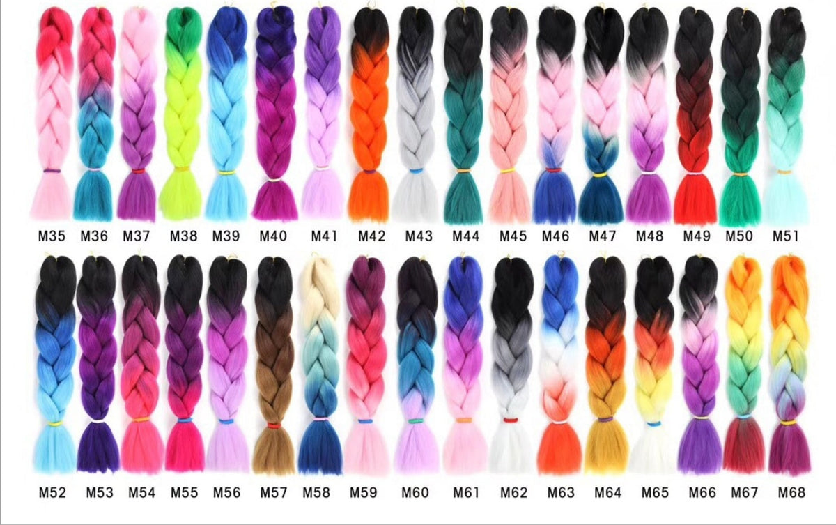 Colorful Synthetic hair Braids Ombre Braiding Hair Extensions 24Inch 100g