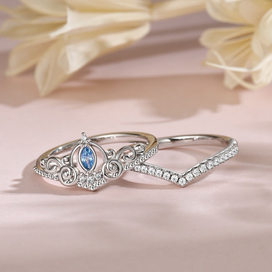 Crown Shape Lady Couple Rings Simple Fashion Valentine's Day Gift Ornament