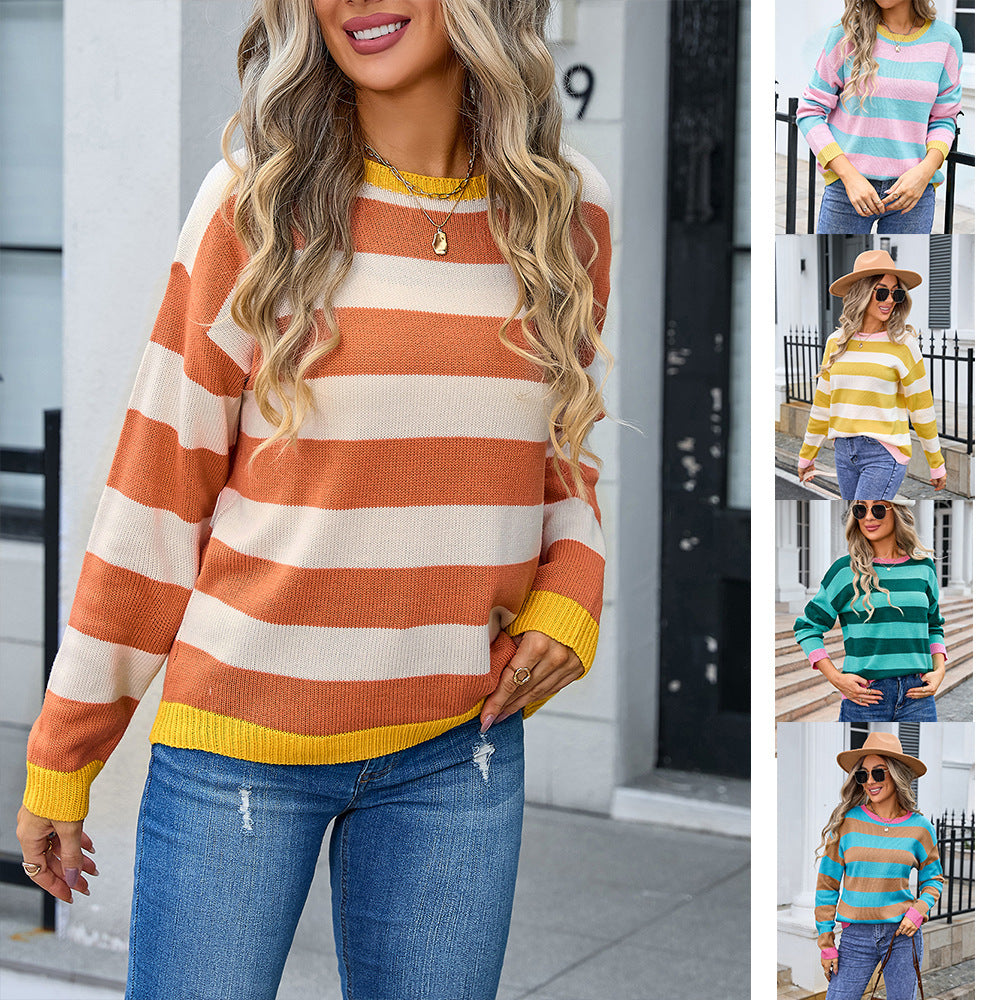 Women's Flower Long Sleeve Round Neck Sweater