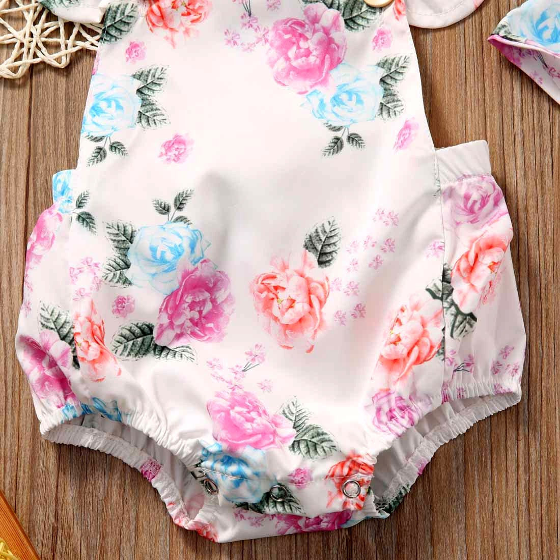 Floral Ruffled Set Infant Casual Trend Cute Little Floral Triangle Dress Two Piece Suit Girl Explosion Climbing Suit