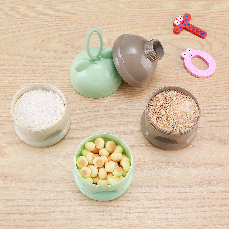 3 Layer Frog Style Portable Baby Food Storage Box Essential Cereal Cartoon Milk Powder Boxes Toddle Kids Formula Milk Container