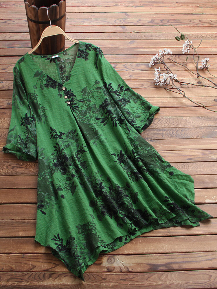 Women Loose Plus Size Five-point Sleeve Mid-length A-line Skirt