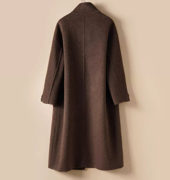 Long Stand-up Collar High-grade Double-sided Woolen Coat