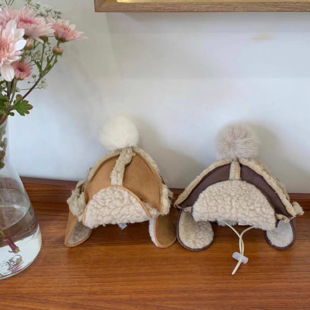Fleece-lined Thermal And Windproof Lamb Fur Pet Hat