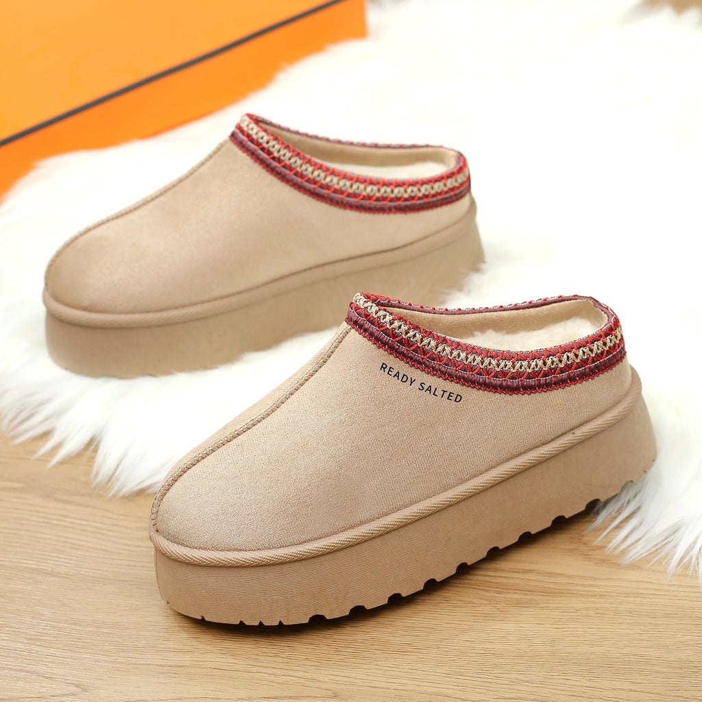 Women's Slipper Ladies Slip On Indoor Platform Slippers Warm Plush with Anti-Skid Sole Lined Outdoor Winter Shoes
