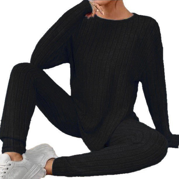 Sunken Stripe Fashion Casual Exercise Two-piece Homewear