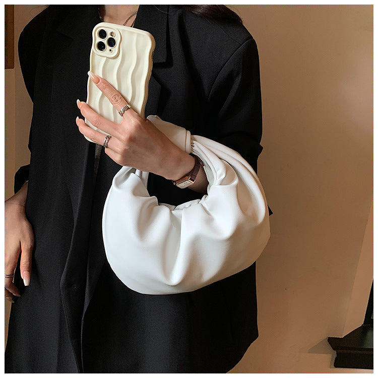 Western Style Crossbody Portable Pleated Cloud Bag For Women
