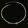 Colourful Heart Beaded Pearl Necklace