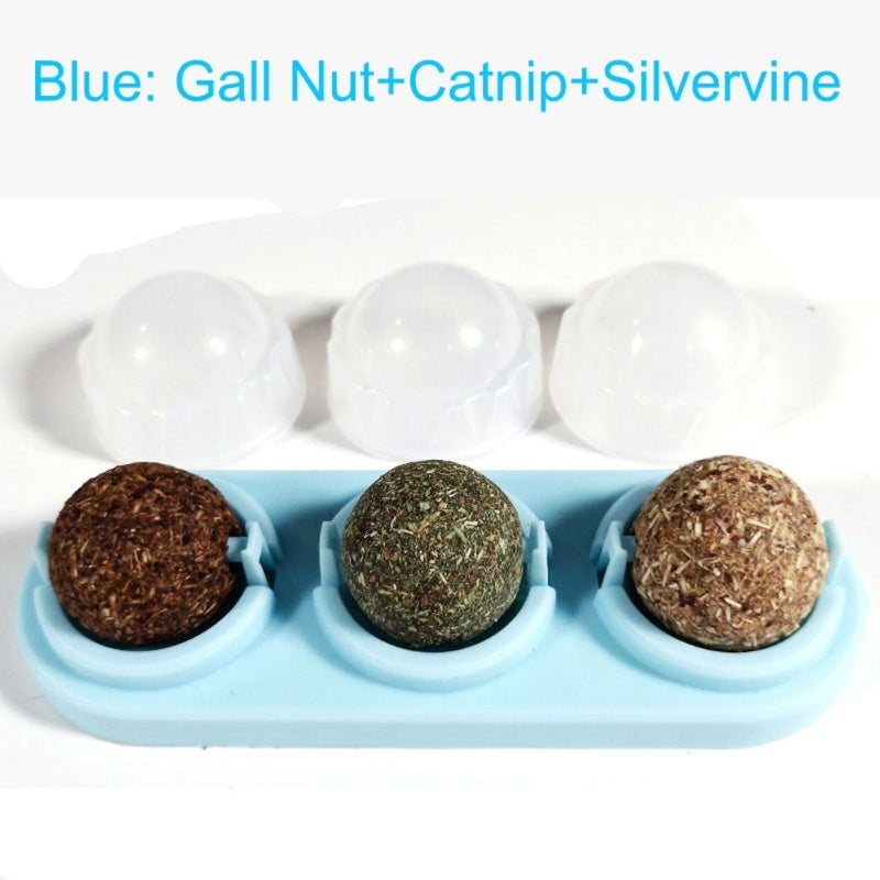 3pcs  Lot Self-adhesive Rotated Catnip Lick Ball