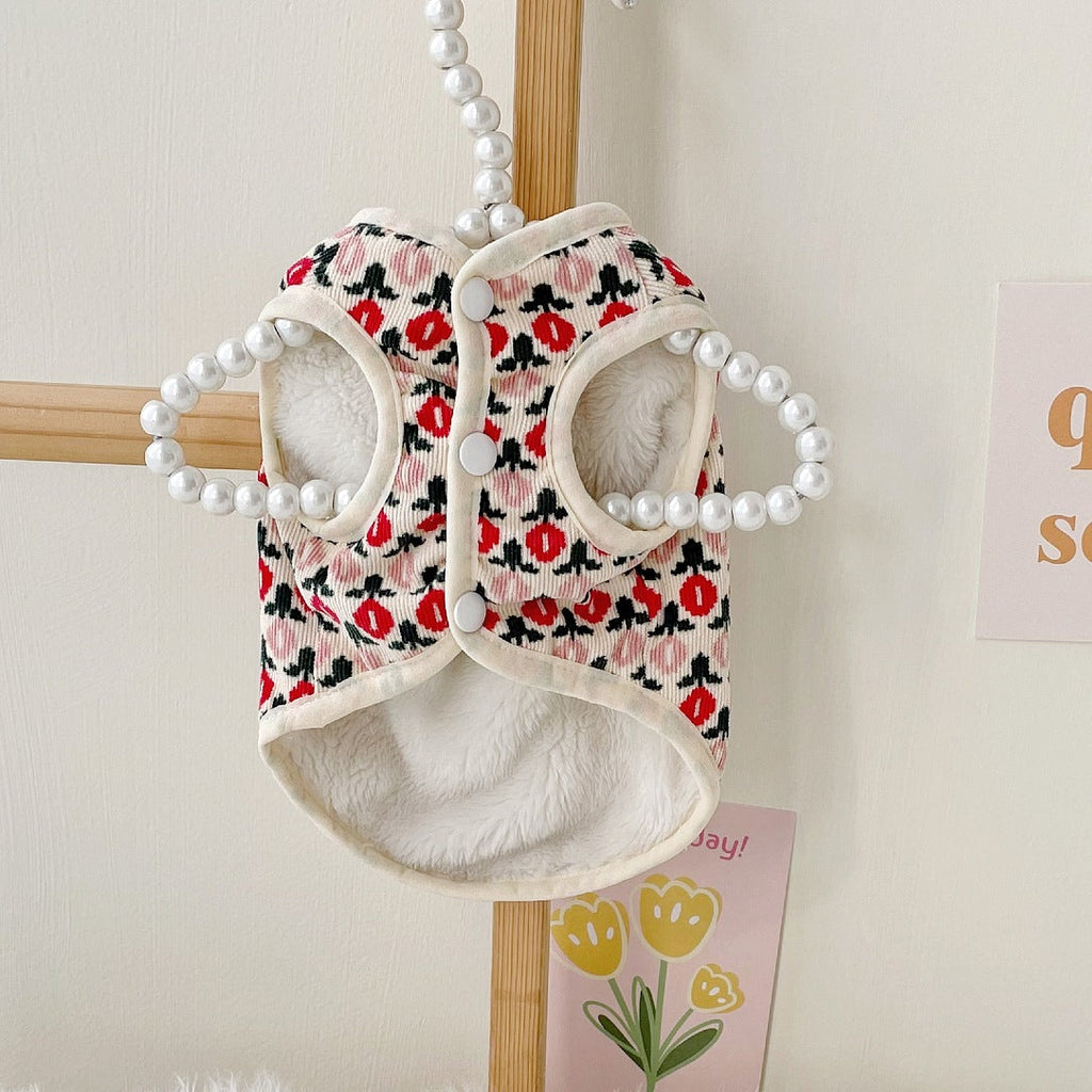 Autumn And Winter Dress Dog Tulip Vest Two Feet