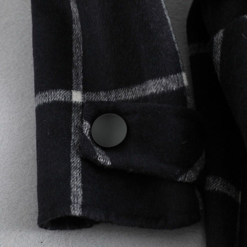 Grid Coat Women's Mid-length Woolen Coat Women