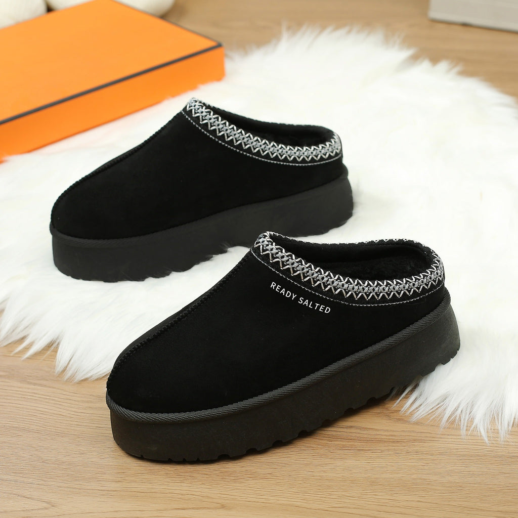 Women's Slipper Ladies Slip On Indoor Platform Slippers Warm Plush with Anti-Skid Sole Lined Outdoor Winter Shoes