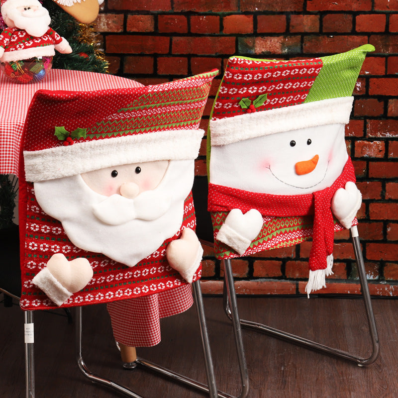 Christmas Table Decoration Chair Covers, Santa Claus Chair Back Covers, Christmas Scenes
