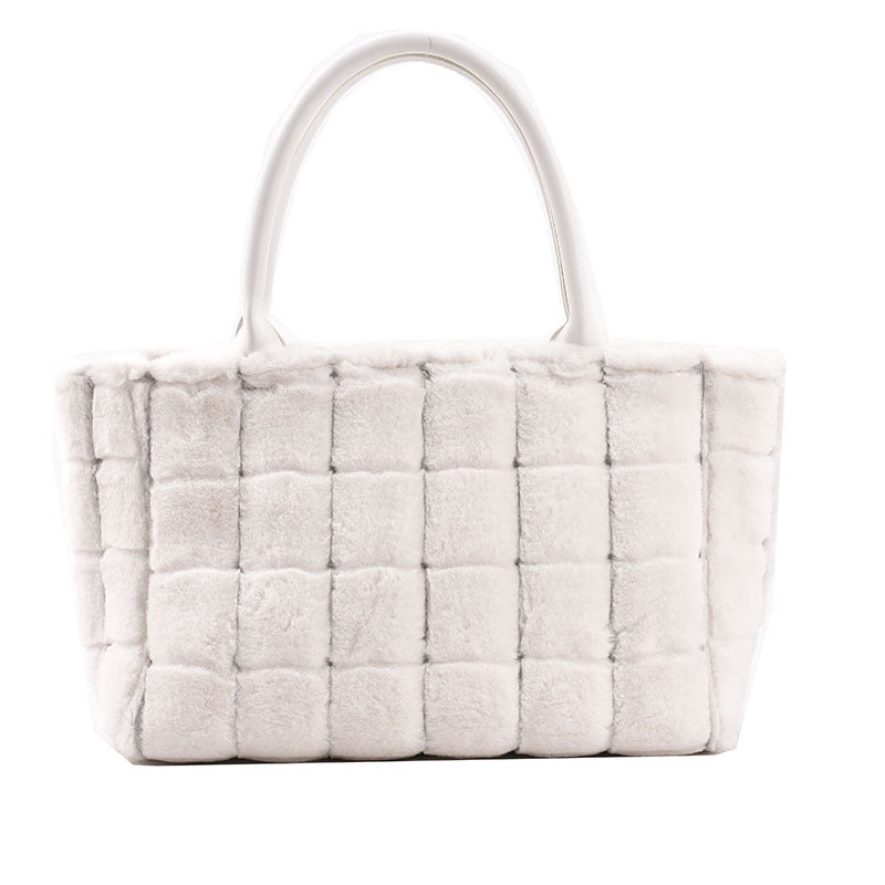 Sweet Small Square Bag Plush Plaid Portable Women
