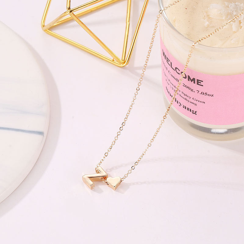Alphabet A-Z Heart Pendant Necklace