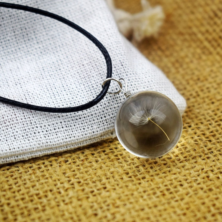 Dried Flower in Waterdrop Necklace & Bracelet Set