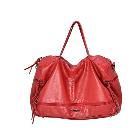 Autumn and winter new Messenger bag washed leather large capacity motorcycle bag handbags shoulder bag ladies big bag