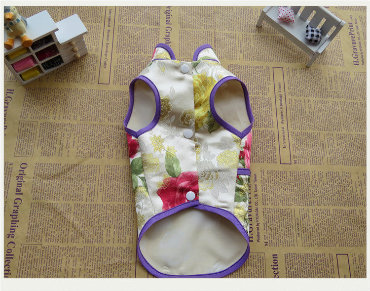 Pet Spring Summer And Autumn Clothes Tang Suit Brocade Cheongsam
