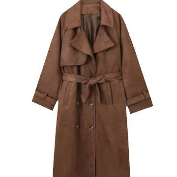 European And American Style Women's Clothing Double-button Jacket Lapel Trench Coat
