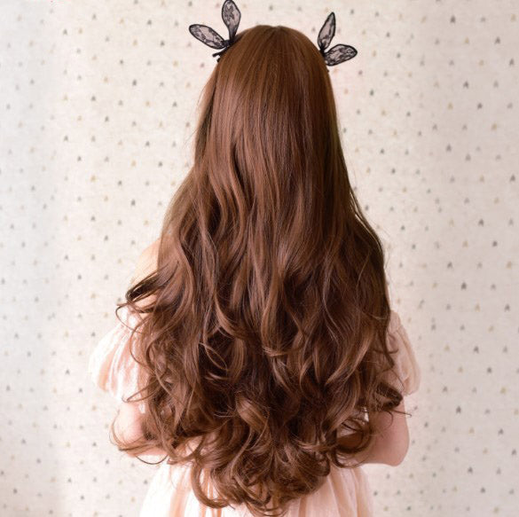 Girls Curl Big Waves Korean Air Liuhai Lifelike Wig Headset