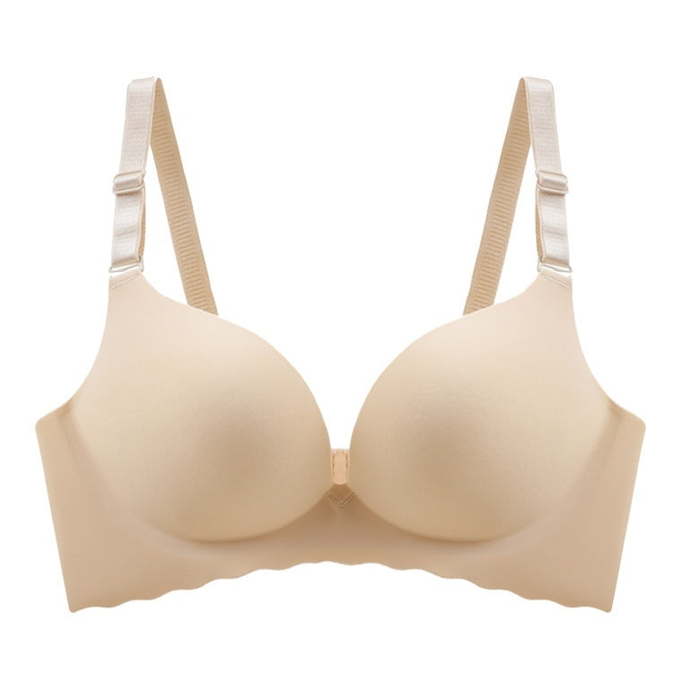 Women's Pure Color All-matching Macarons One Piece Underwear Bra-free