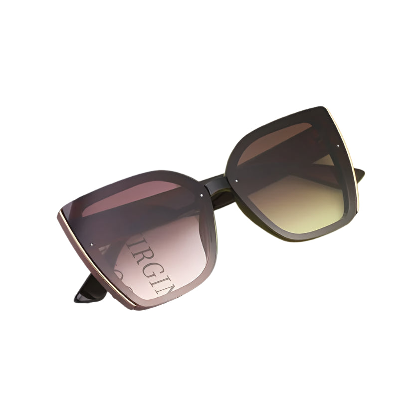 1pc Stylish Women's Cat-Eye Fashion Glasses - Gradient Brown to Pink Lenses, Black Plastic Frame